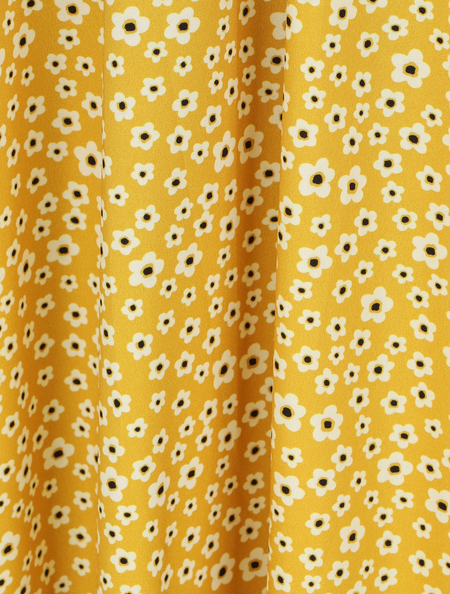 Robe longue à imprimé floral et bord volanté - Jaune moutarde - 3