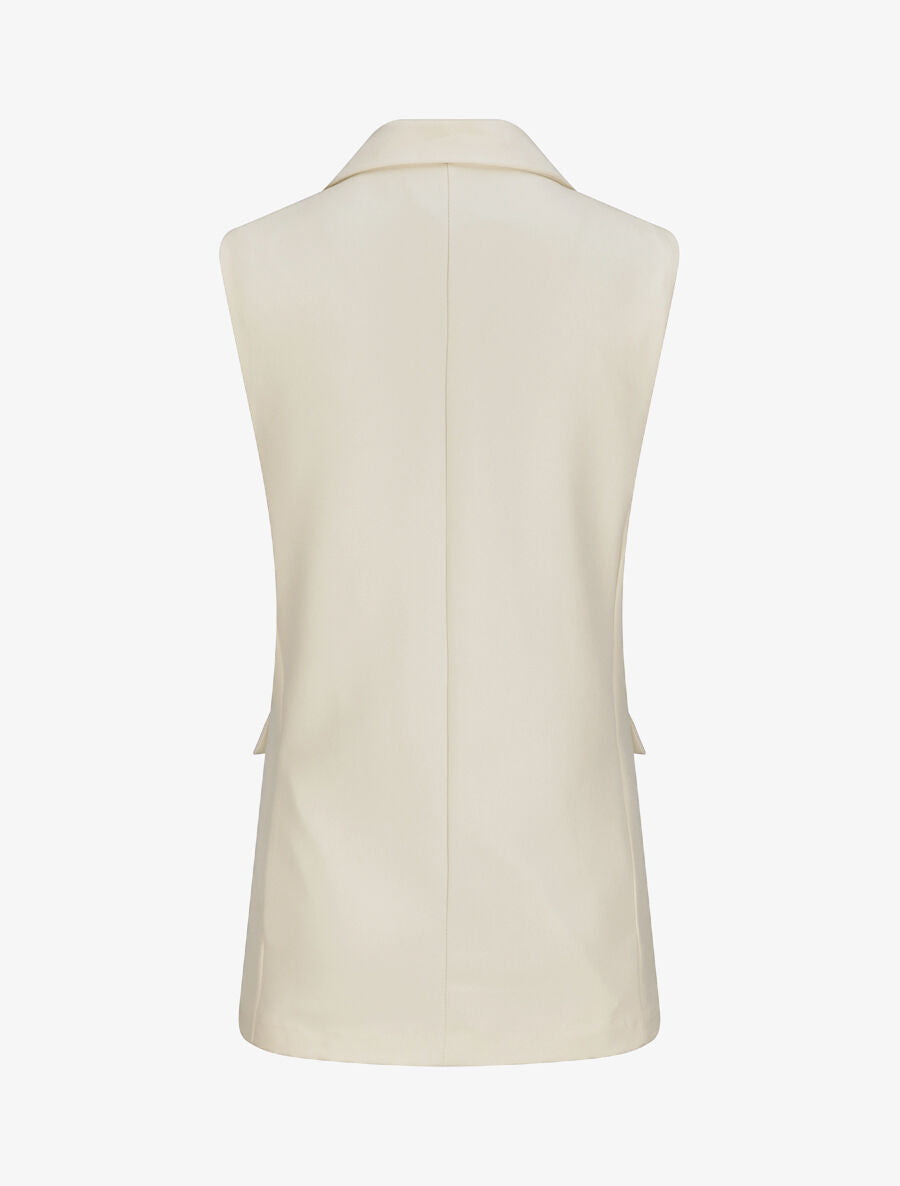 Blazer oversize uni sans manches - Beige - 2