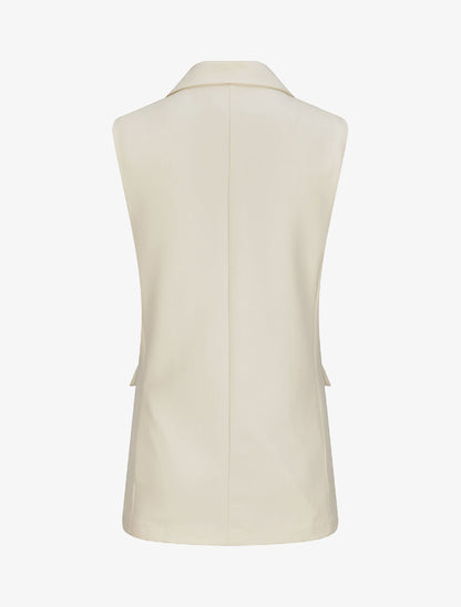 Blazer oversize uni sans manches - Beige - 2