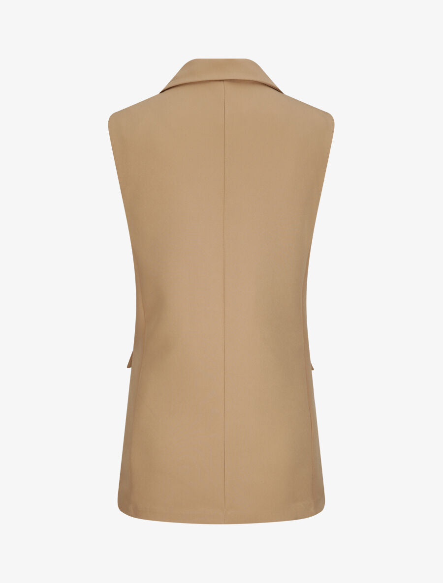 Blazer oversize uni sans manches - Camel - 2