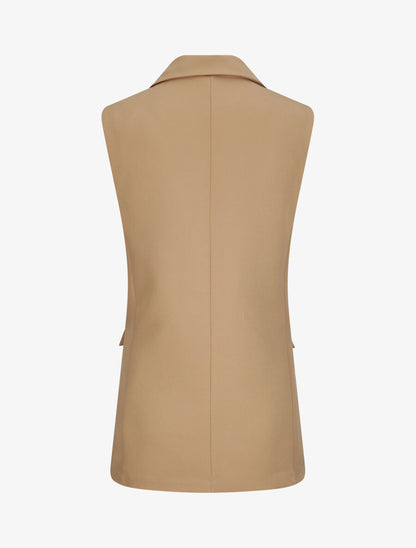 Blazer oversize uni sans manches - Camel - 2