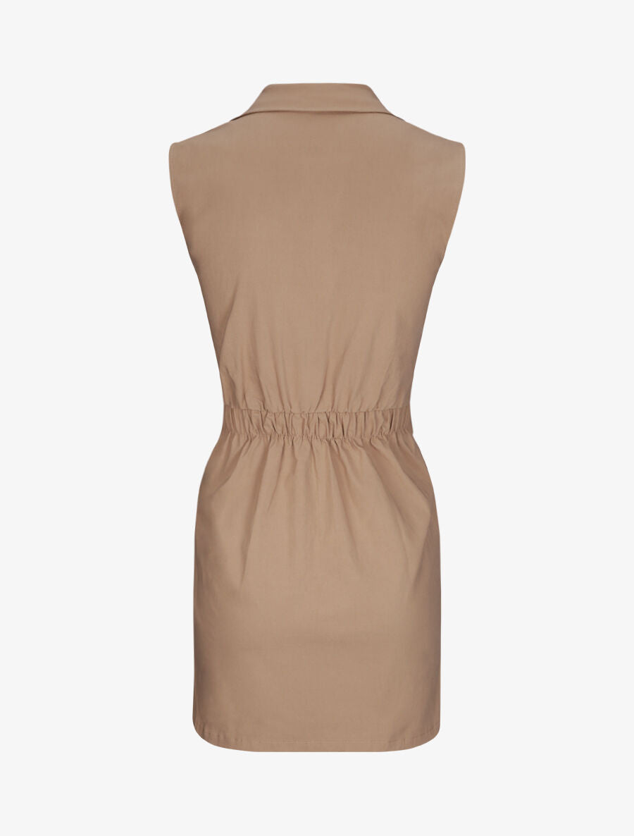 Robe sans manches avec ceinture - Camel - 2