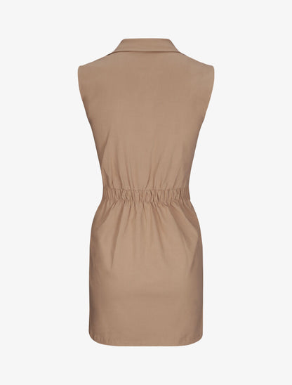 Robe sans manches avec ceinture - Camel - 2