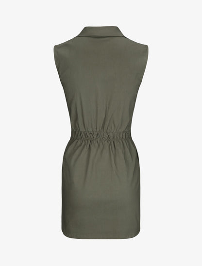 Robe sans manches avec ceinture - Kaki - 2