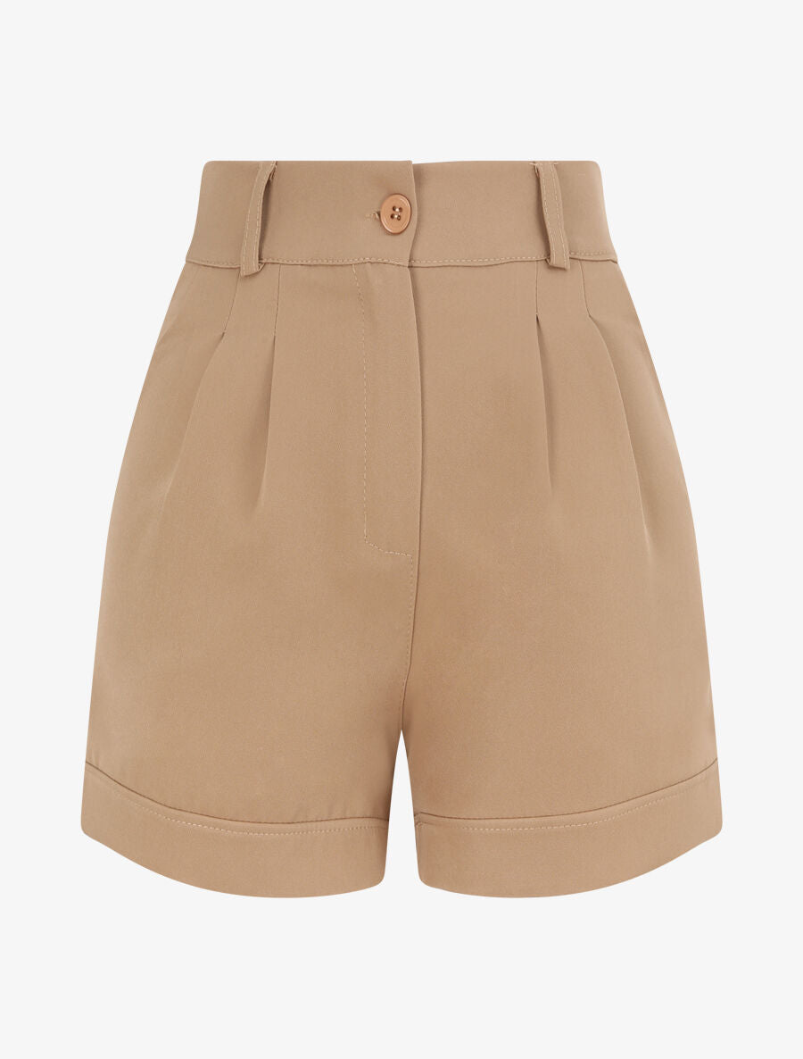 Short uni et bords à revers - Camel - 1