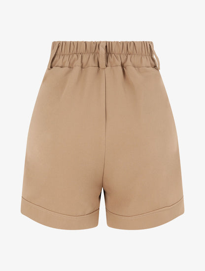 Short uni et bords à revers - Camel - 2