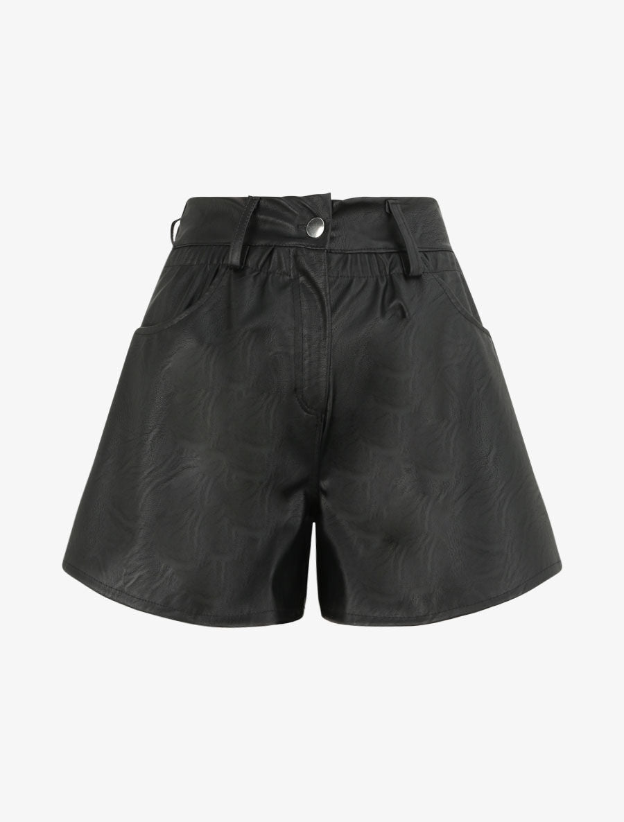 Short uni à taille élastiquée - Noir - 4