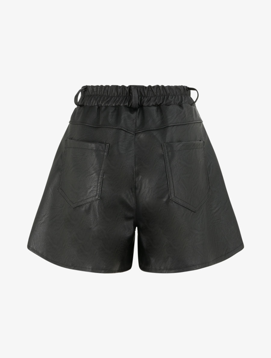 Short uni à taille élastiquée - Noir - 2