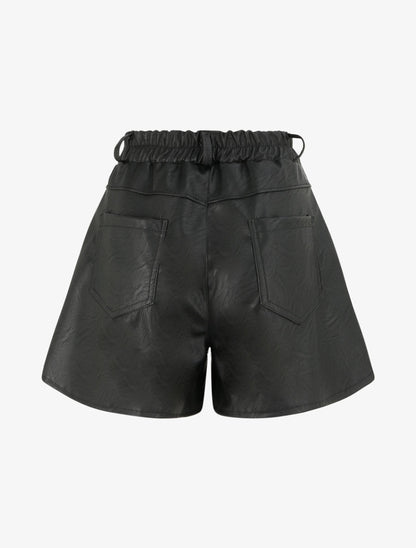 Short uni à taille élastiquée - Noir - 2