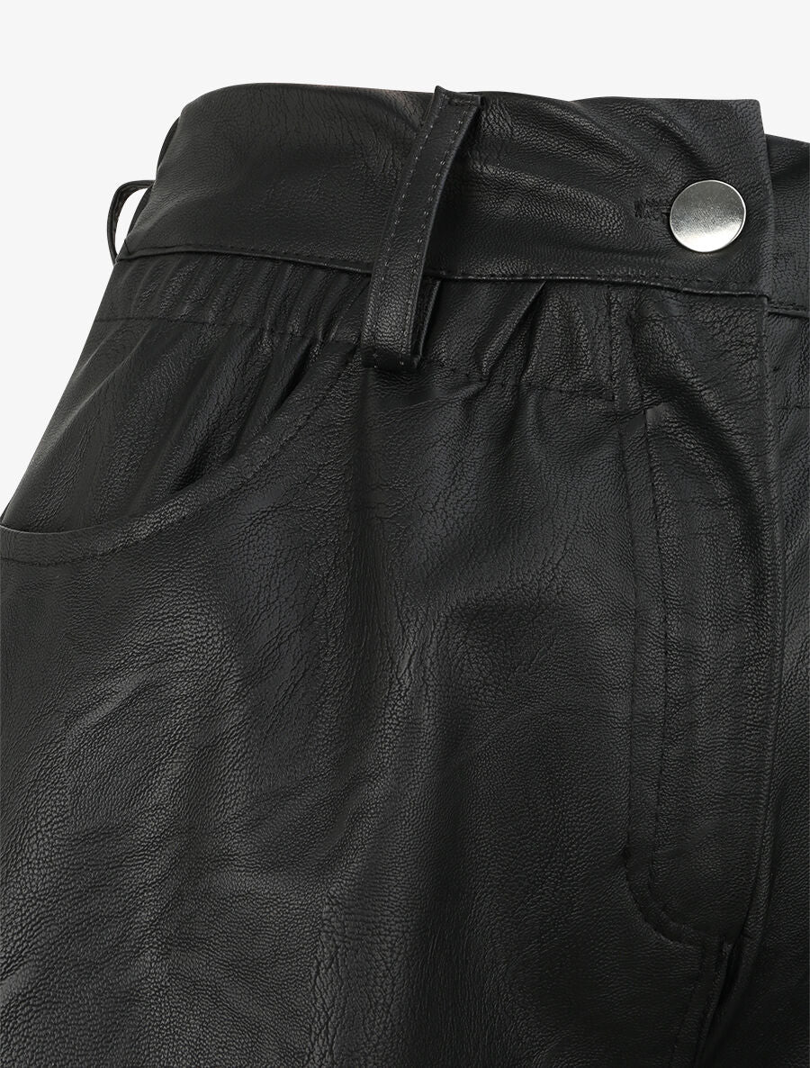 Short uni à taille élastiquée - Noir - 3