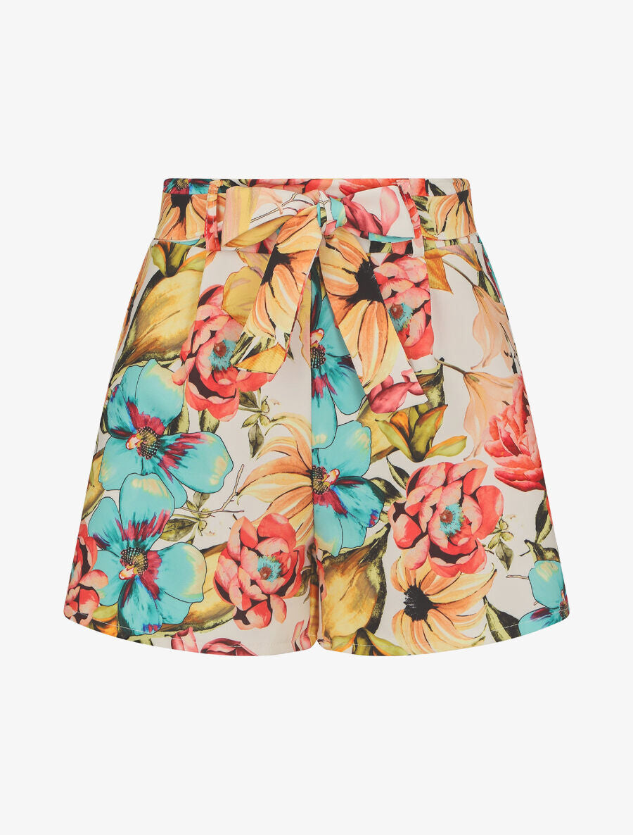 Short ample à imprimé fleurs tropicales - Blanc - 5