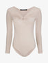 Body à col V à détail anneau - Beige - 4