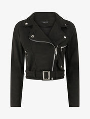 Veste courte en suédine - Noir - 4