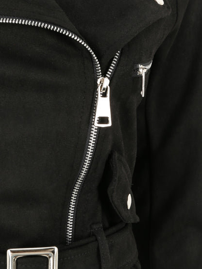 Veste courte en suédine - Noir - 3