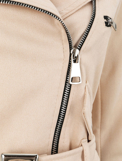 Veste courte en suédine - Beige - 3