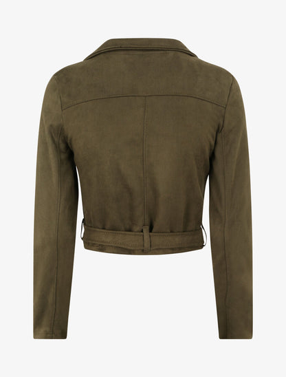 Veste courte en suédine - Kaki - 2