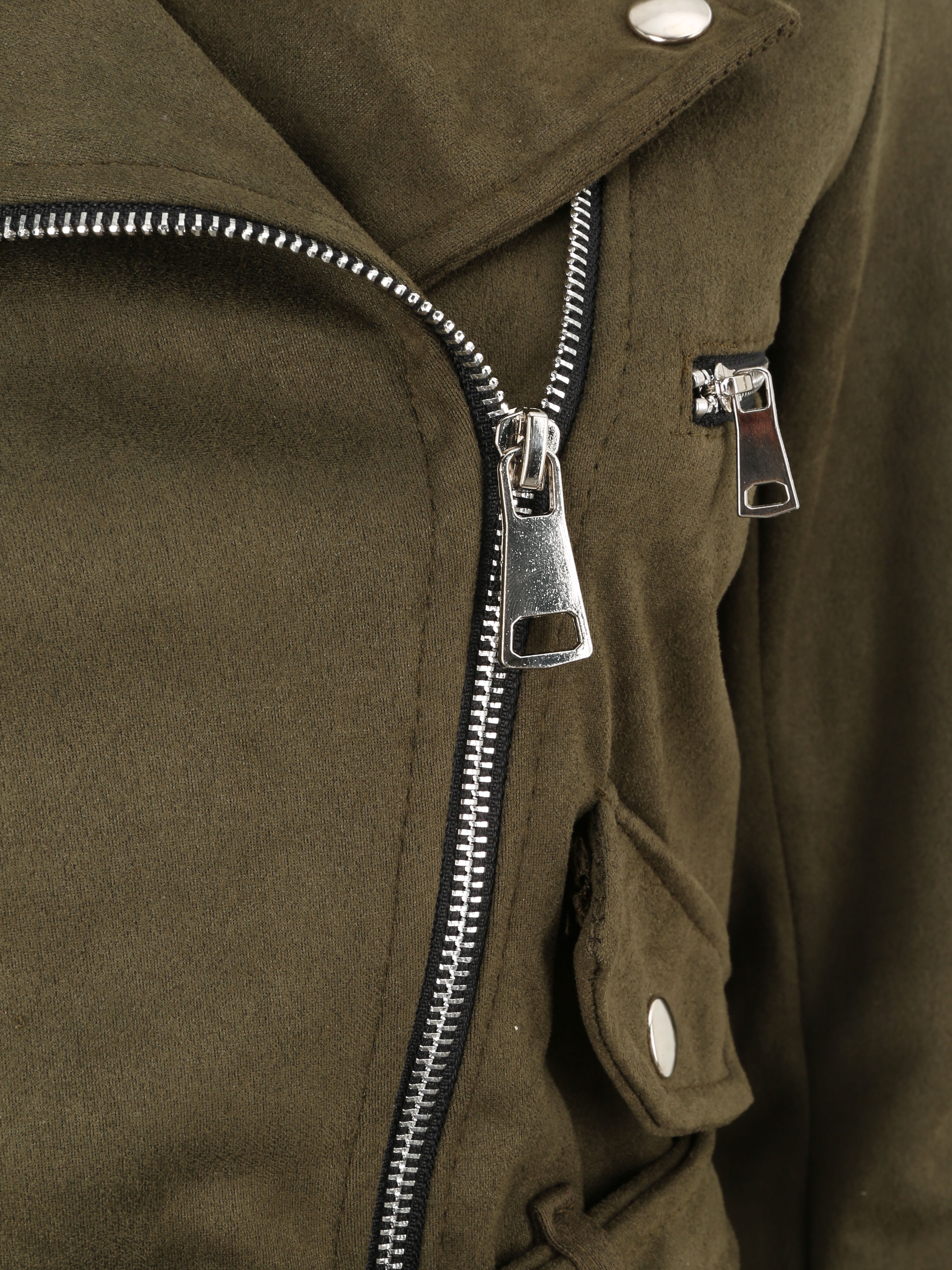 Veste courte en suédine - Kaki - 3