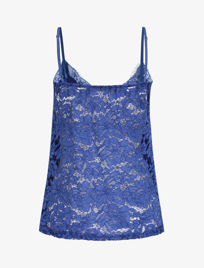 Caraco fluide coupe droite en dentelle - Bleu électrique - 2