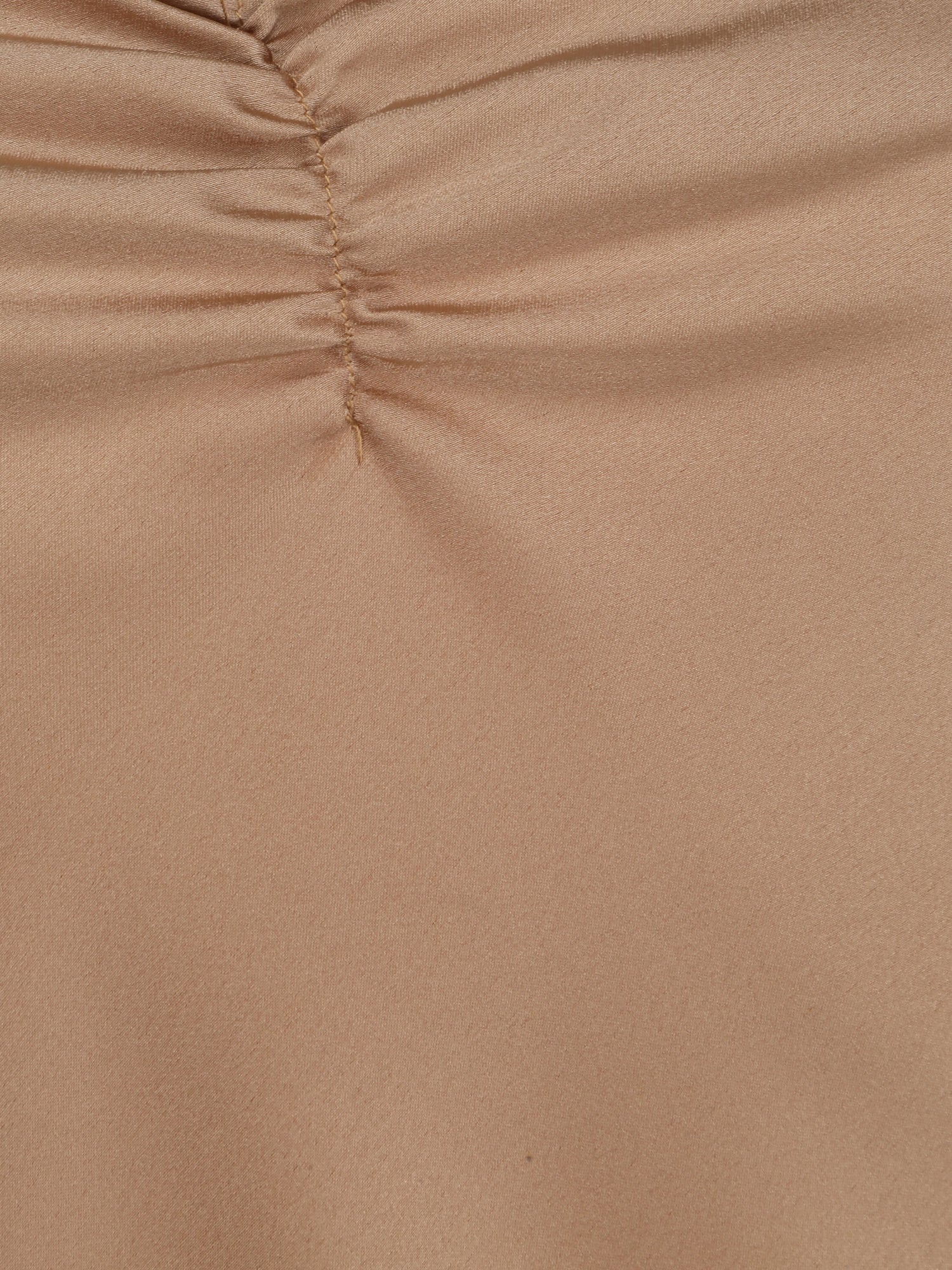 Caraco droit satiné à décolleté froncé - Beige - 3