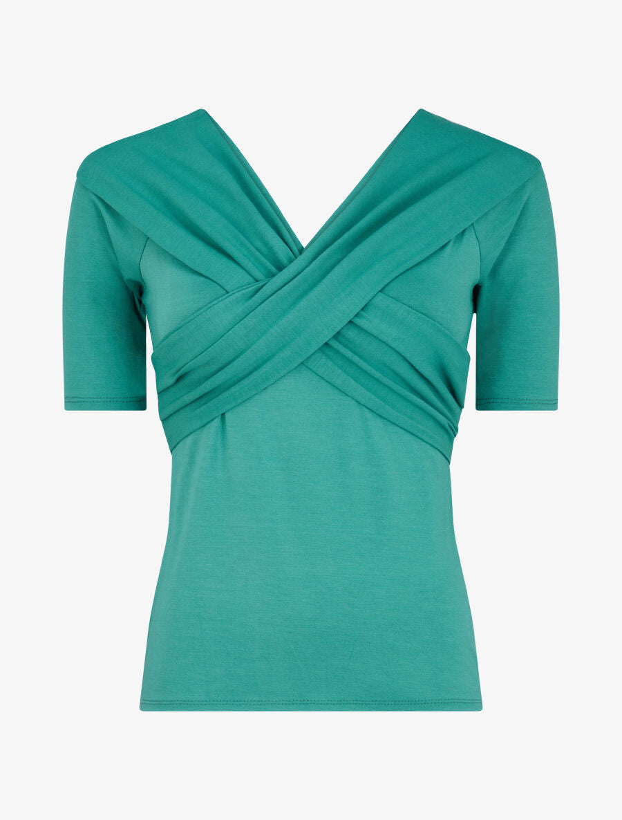 Top à buste à pans croisés - Turquoise - 1