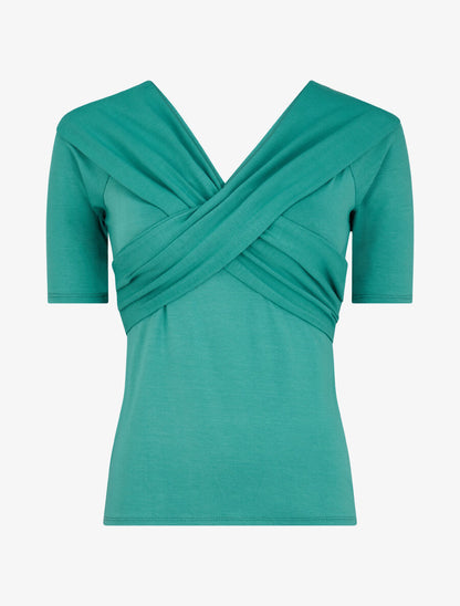 Top à buste à pans croisés - Turquoise - 1