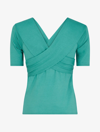 Top à buste à pans croisés - Turquoise - 2