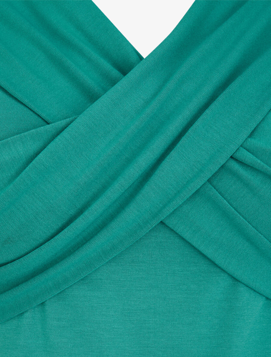 Top à buste à pans croisés - Turquoise - 3