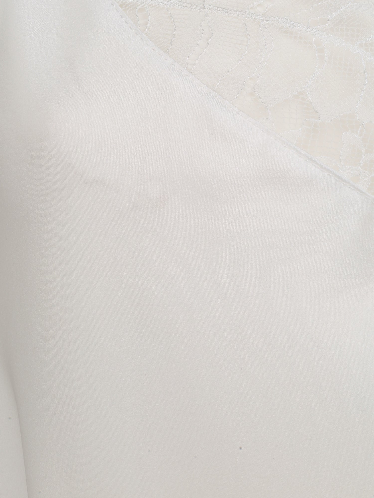 Caraco droit satiné à col V en dentelle - Blanc - 3