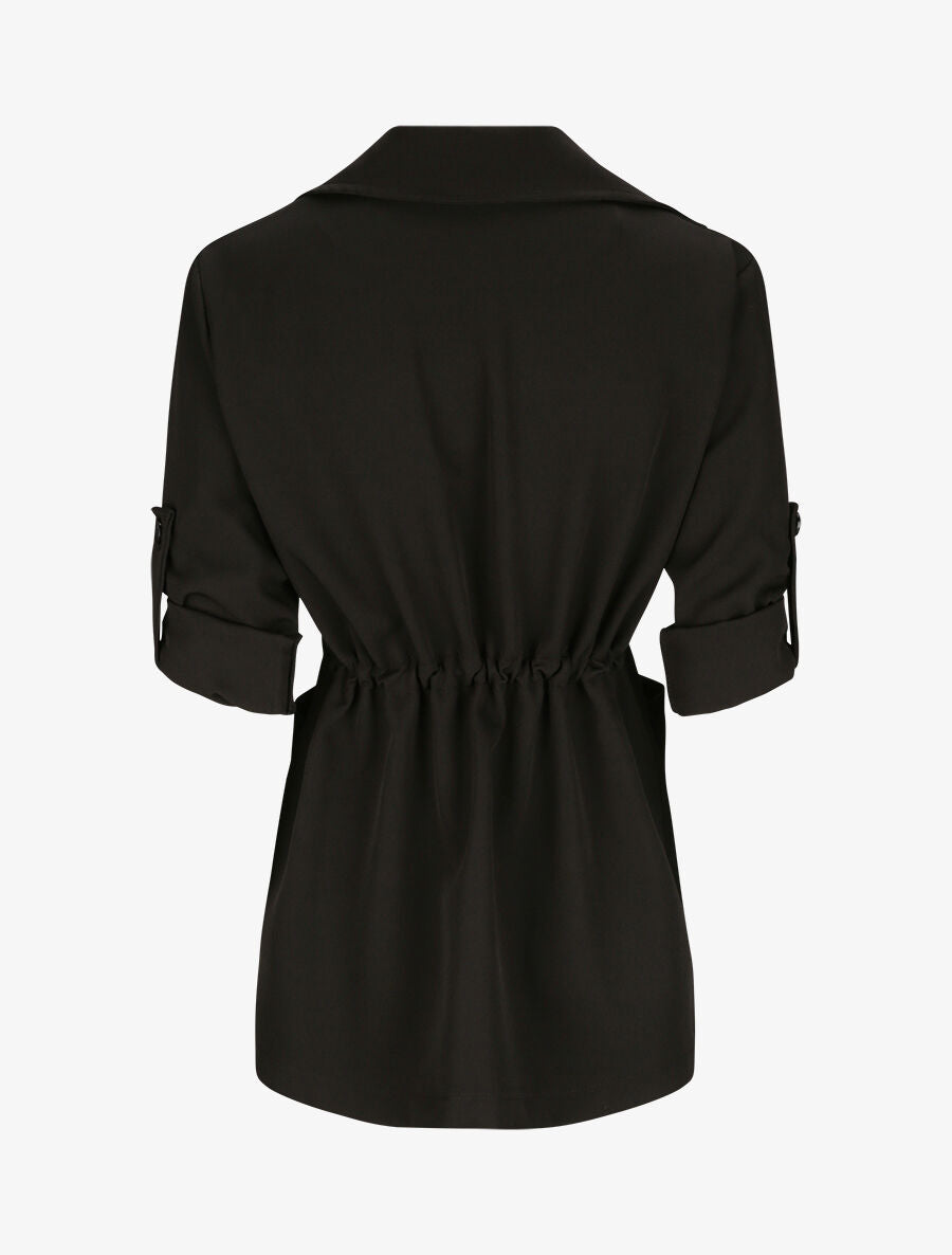 Veste droite unie à col cranté - Noir - 2