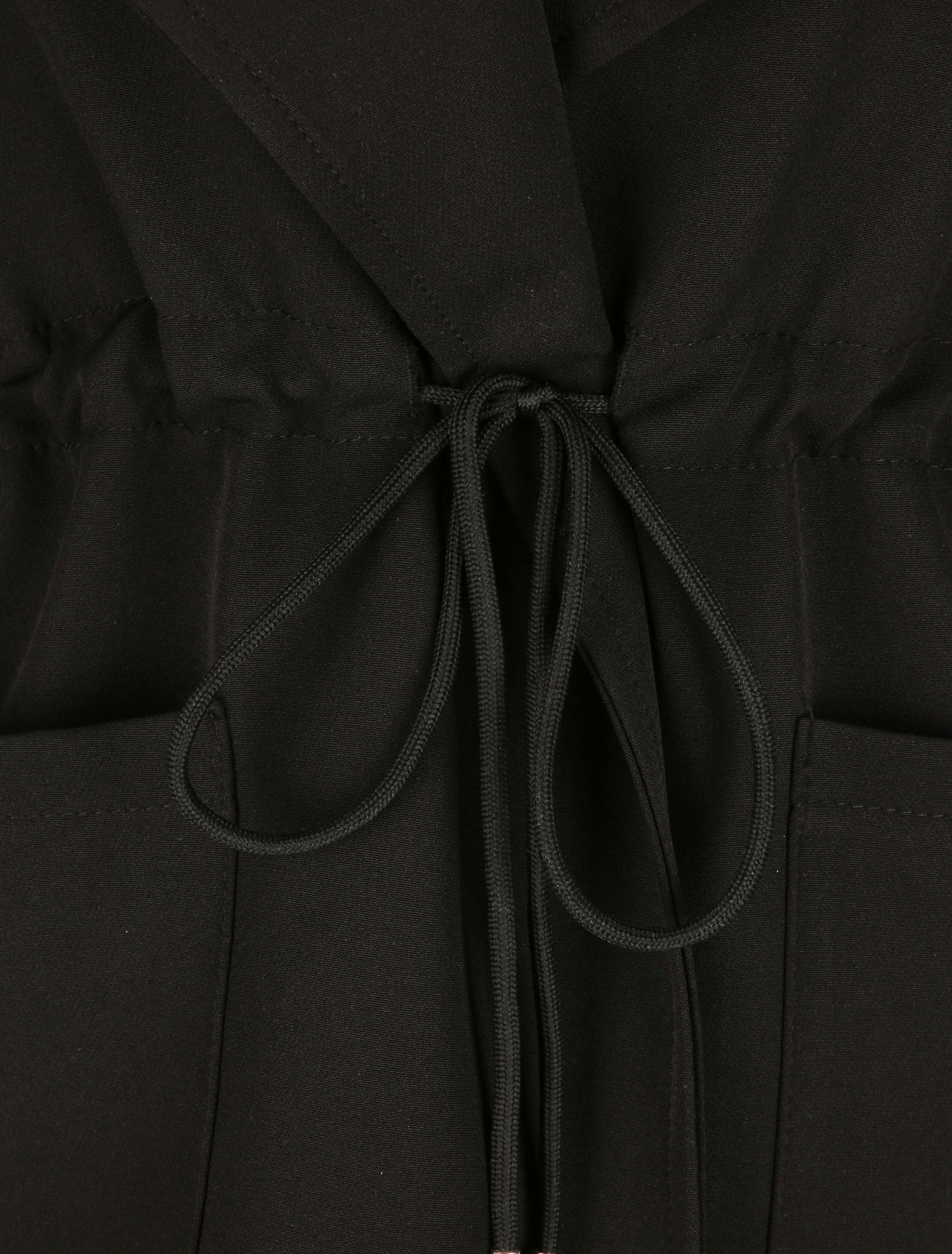 Veste droite unie à col cranté - Noir - 3