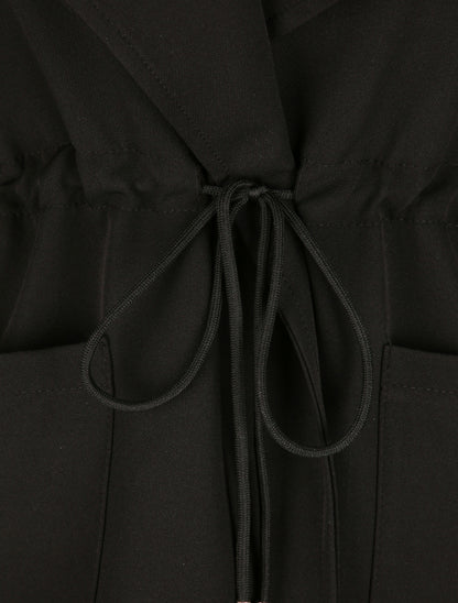 Veste droite unie à col cranté - Noir - 3