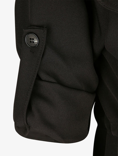 Veste longue droite à col cranté - Noir - 3