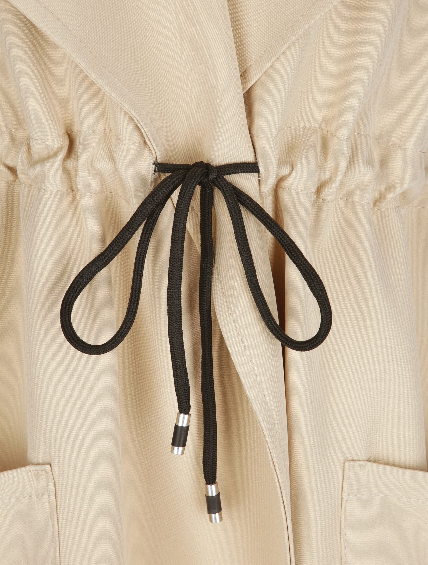 Veste longue droite à col cranté - Beige - 3
