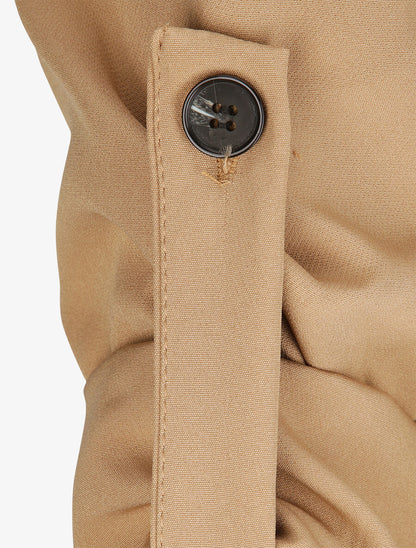 Veste longue droite à col cranté - Camel - 4