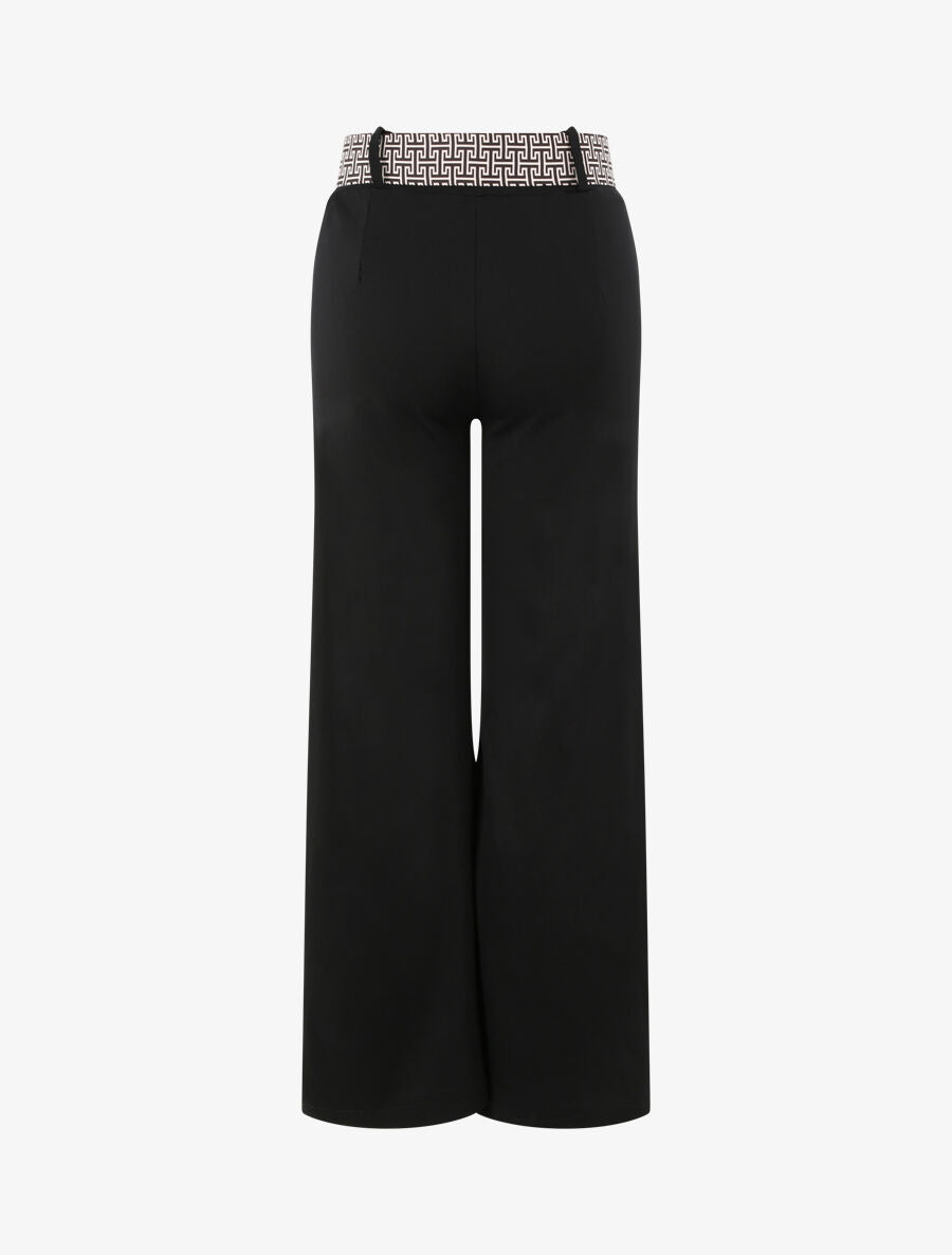 Pantalon flare à ceinture imprimé graphique - Noir - 2