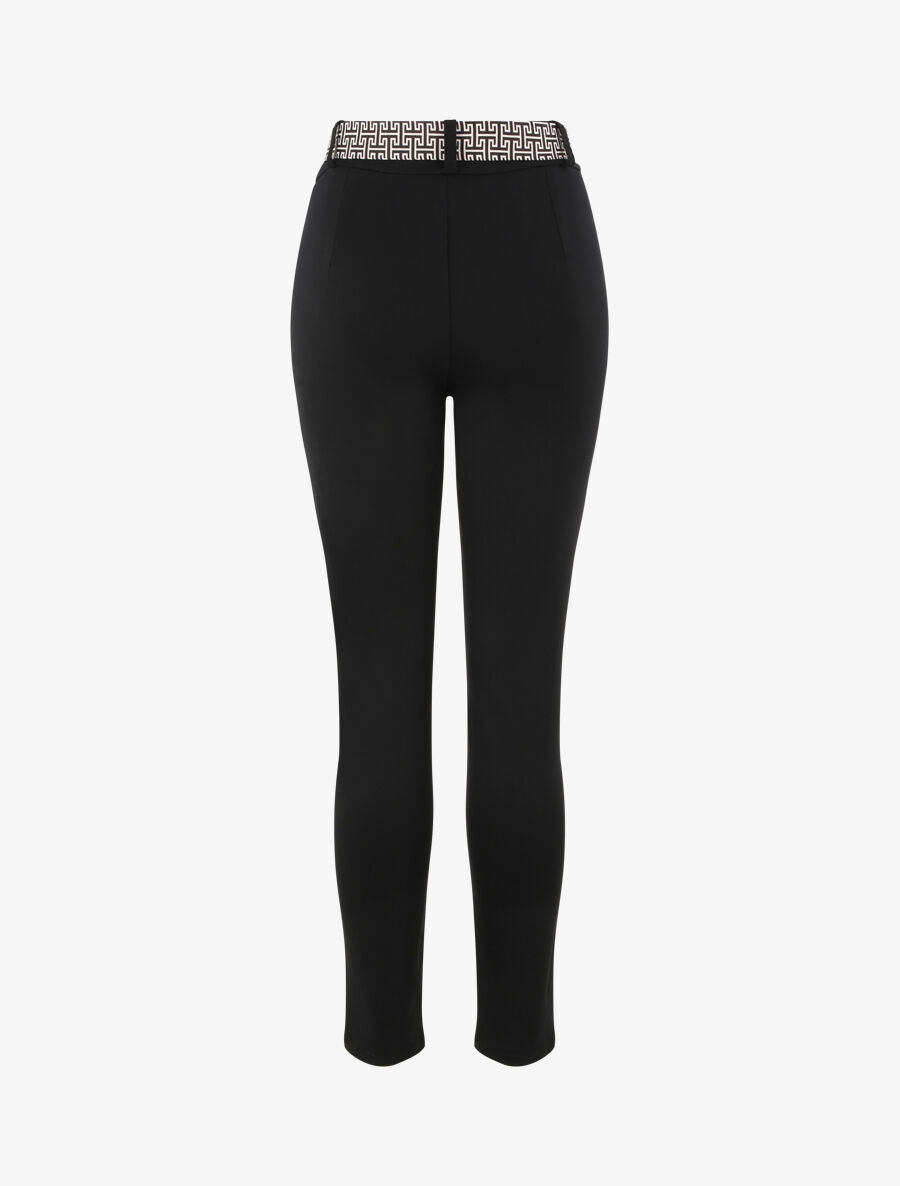 Pantalon slim à ceinture imprimé graphique - Noir - 2