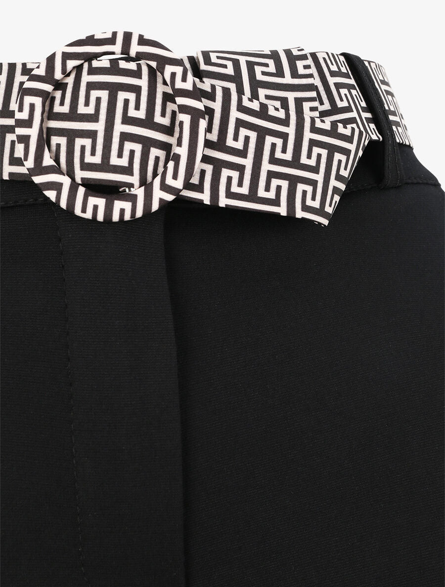 Pantalon slim à ceinture imprimé graphique - Noir - 3