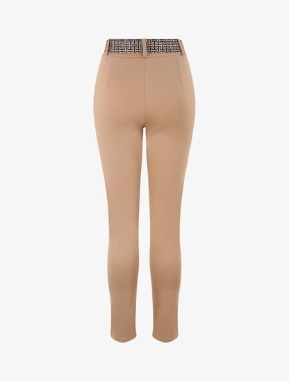 Pantalon slim à ceinture imprimé graphique - Camel - 2