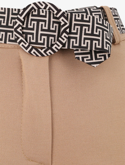 Pantalon slim à ceinture imprimé graphique - Camel - 3