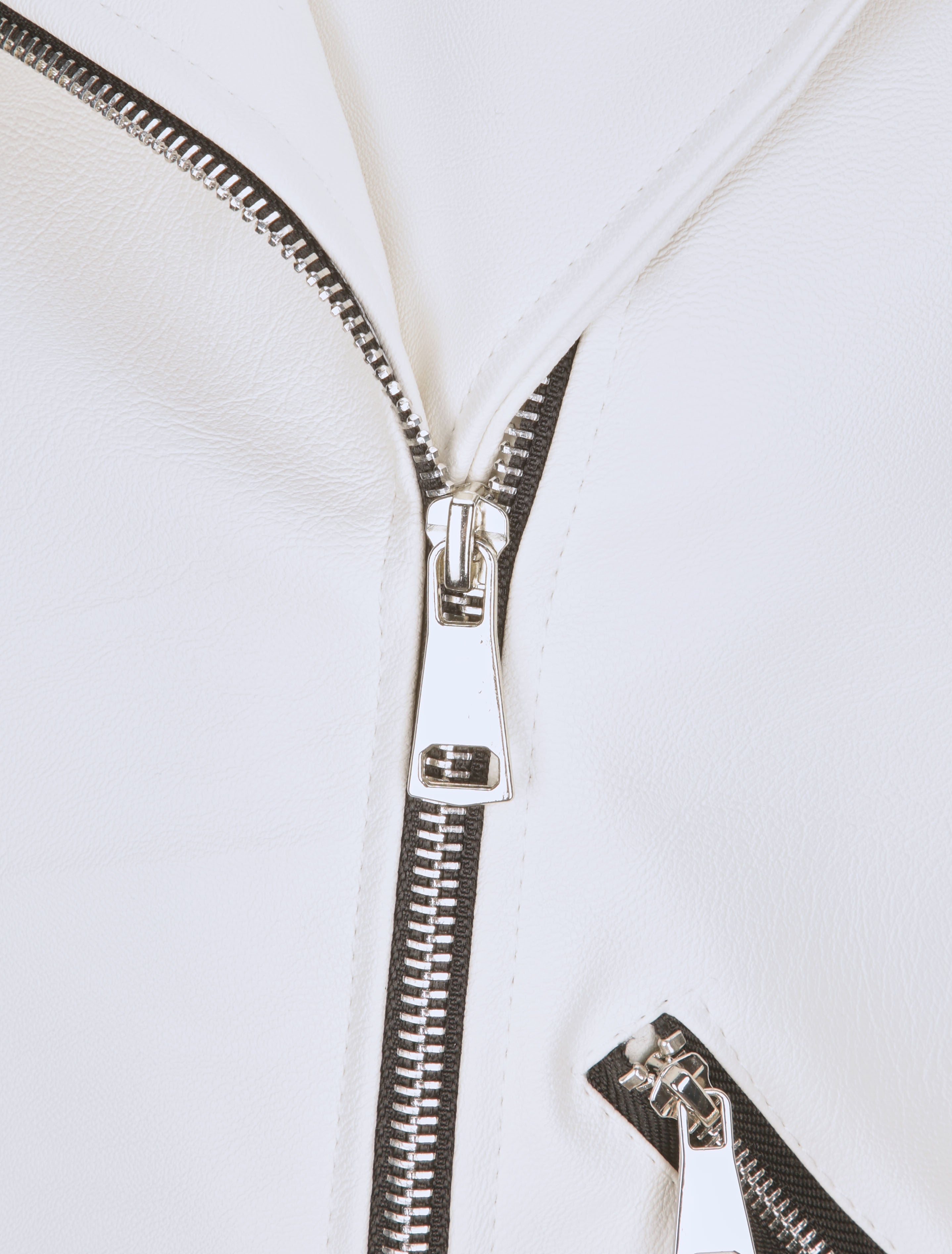 Perfecto droit en simili doublé - Blanc - 3