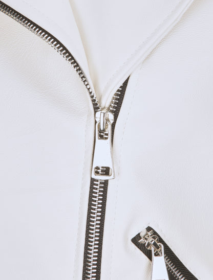 Perfecto droit en simili doublé - Blanc - 3