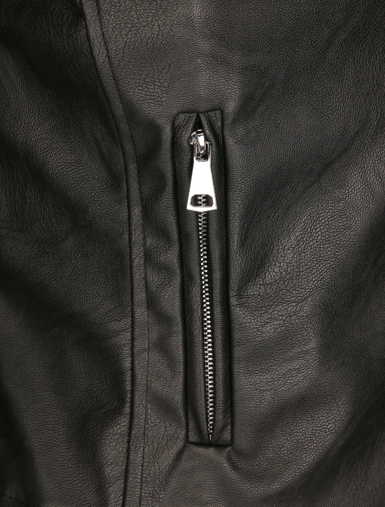 Perfecto droit en simili à poche zippée décorative - Noir - 3