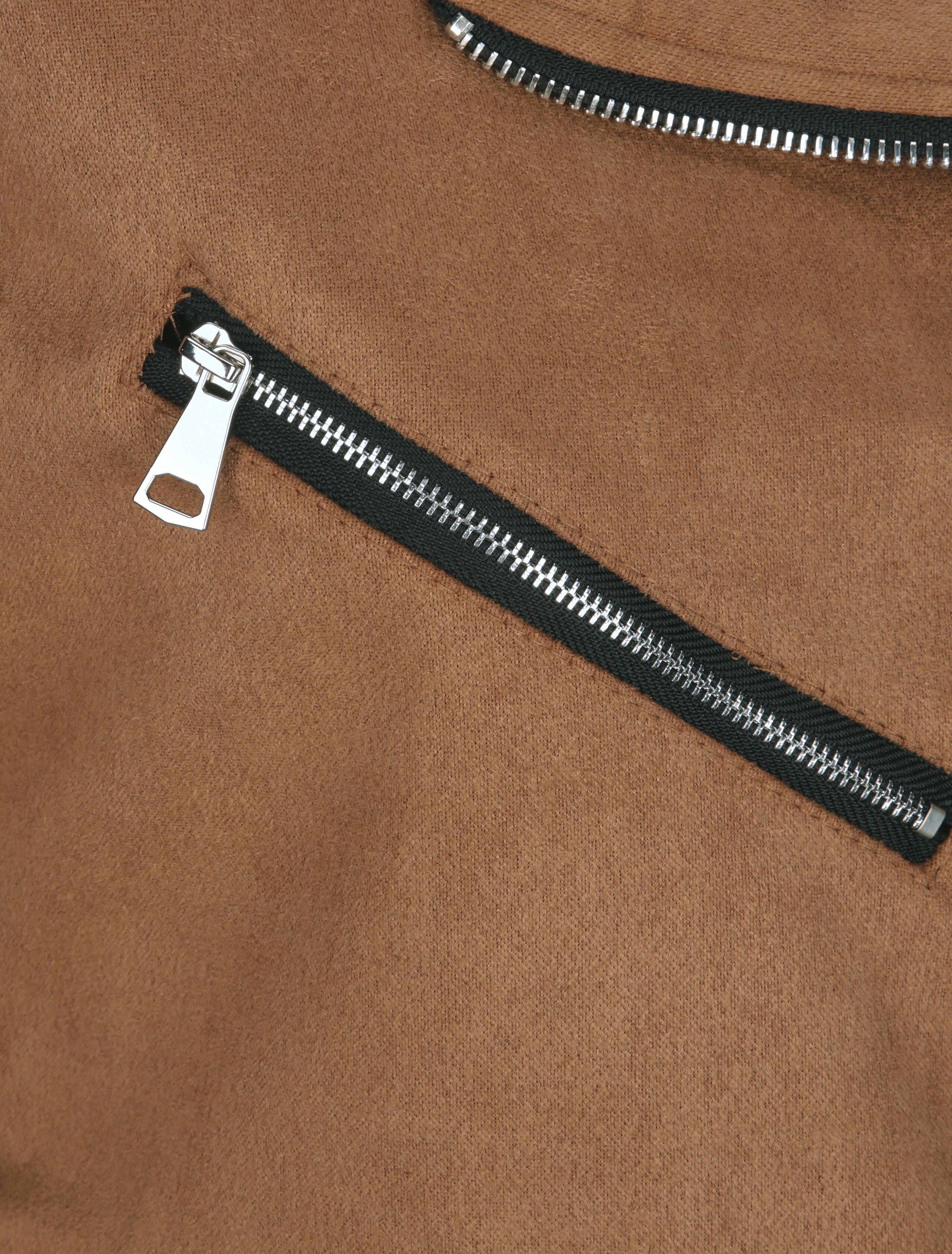 Perfecto droit en suédine poches zippées - Camel - 3