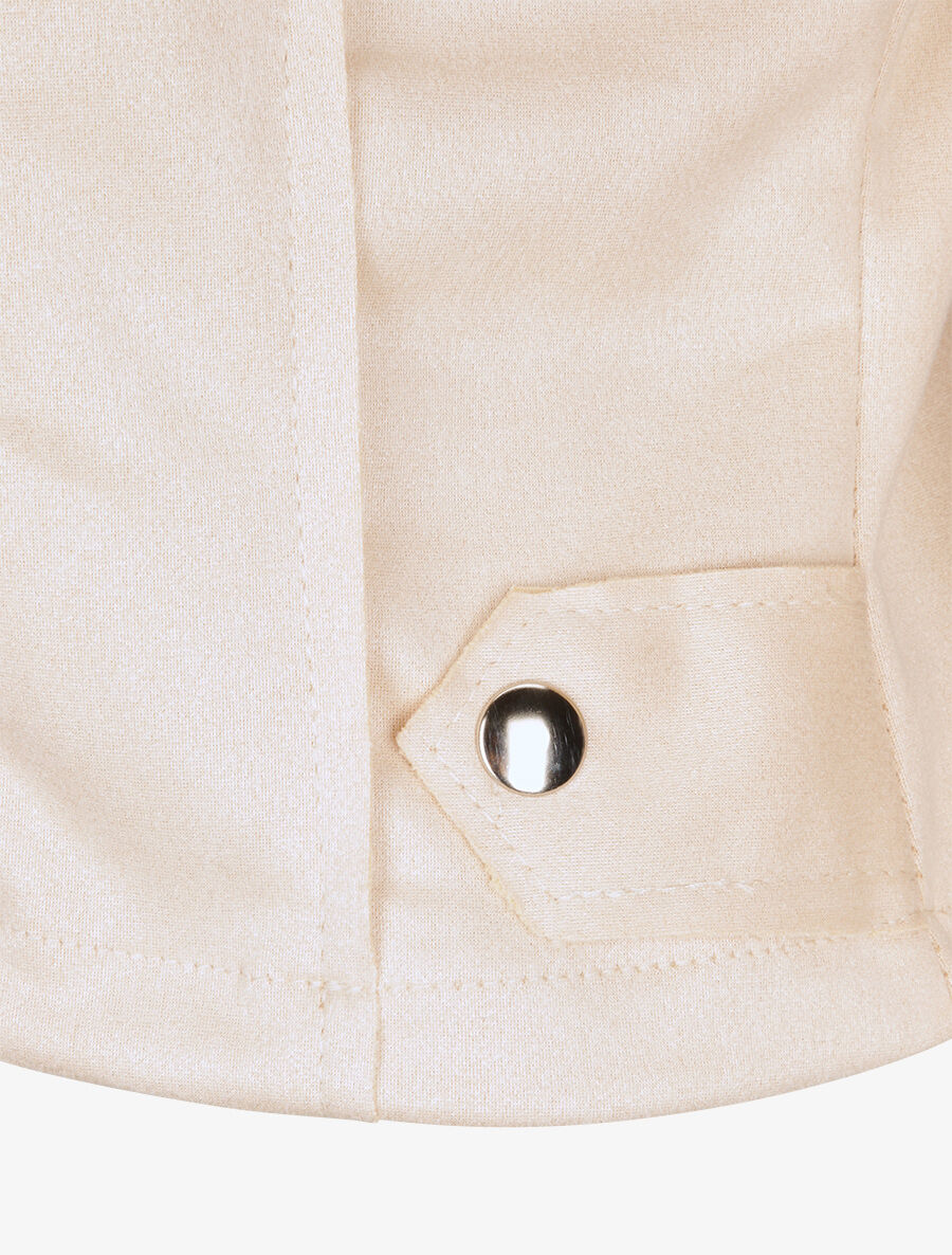 Perfecto droit en suédine poche zippée décorative - Beige - 3