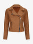Perfecto droit en suédine poche zippée décorative - Camel - 1