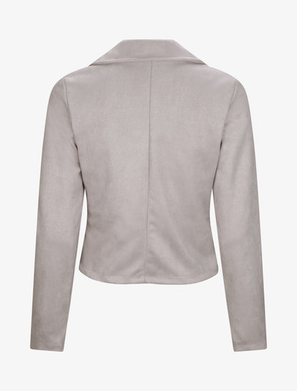 Perfecto droit en suédine poche zippée décorative - Gris clair - 2