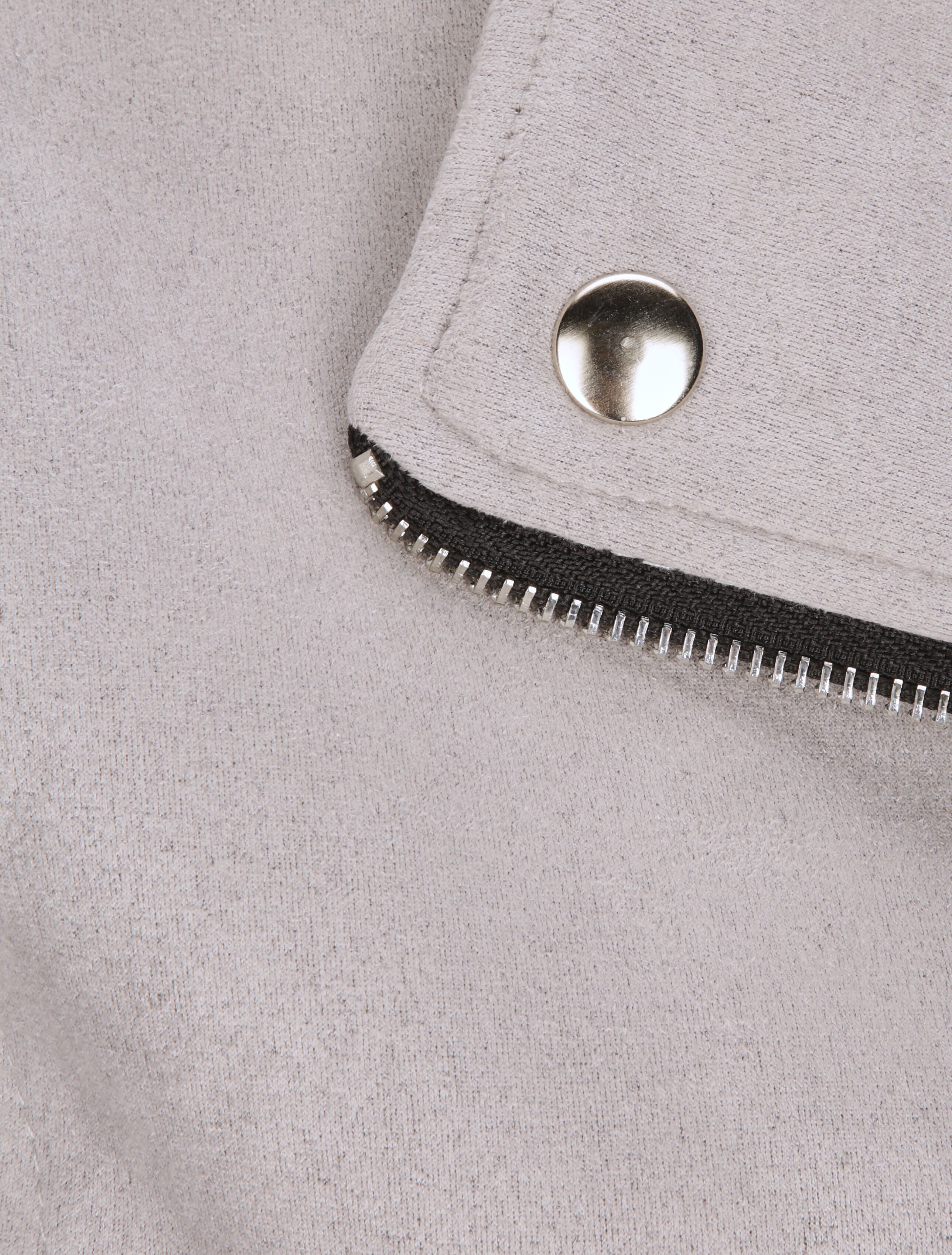 Perfecto droit en suédine poche zippée décorative - Gris clair - 3