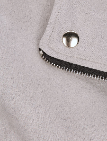 Perfecto droit en suédine poche zippée décorative - Gris clair - 3