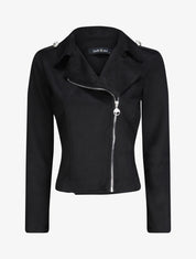 Veste en suédine à zip asymétrique - Noir - 5