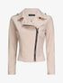 Veste en suédine à zip asymétrique - Beige - 1